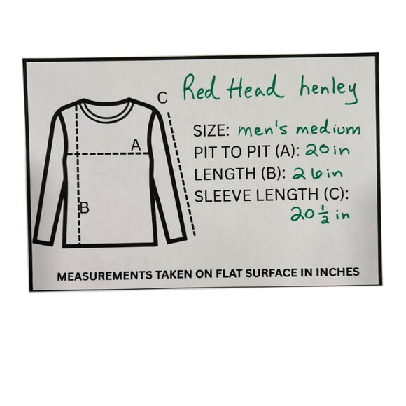 Red Head Henley Shirt Thermal Waffle Long Sleeve Pullover Men Medium Black - Picture 6 of 6